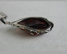 Load image into Gallery viewer, ART NOUVEAU HUGE VINTAGE BALTIC AMBER &amp; STERLING .925 ARTISAN PENDANT NECKLACE