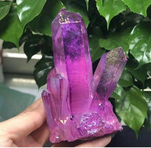 Load image into Gallery viewer, Titanium Purple Rainbow Aura Lemurian Crystal Cluster Reiki Healing Decorate