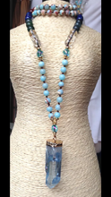 Load image into Gallery viewer, YA2433 Blue Quartz Point Pendant Clear Quartz Stone lapis Shoushan stone Knot Handmade Necklace