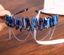 Load image into Gallery viewer, Haimeikang Handmade Natural Crystal Headband with Chain Women Hair Jewelry Wedding Hairbands Crown Holiday Party Gift