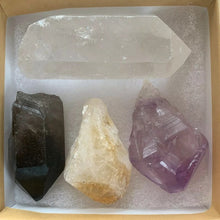 Load image into Gallery viewer, Amethyst Citrine Quartz Smoky Quart Points: 4 Crystal Collection,Healing Crystal