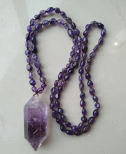 Load image into Gallery viewer, YA4050 Natural Amethysts Point Pendant Amethysts Nuggets Beads Knot Handmade Necklace