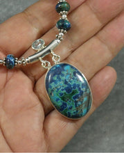 Load image into Gallery viewer, Shattuckite Chrysocolla Malachite Topaz .925 Sterling Silver Pendant Necklace