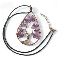 Load image into Gallery viewer, Water Drop Tree Of Life Natural Purple Amethyst Gemstone Woman Necklace Pendants