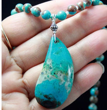 Load image into Gallery viewer, RARE BLUE ARIZONA CHRYSOCOLLA PENDANT NEVADA TURQUOISE BEADS 925 SILVER NECKLACE