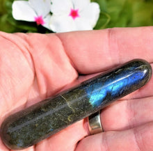 Load image into Gallery viewer, Charged 4" Labradorite Massage Wand Crystal Healing Energy REIKI ~70g Hand-Carved &amp; Hand-Polished by Artisans in India!