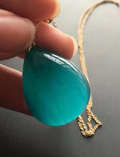 Load image into Gallery viewer, Natural Ice Amazonite Green Gemstone Necklace Pendant AAAA 28/22/9mm 14k (cx#