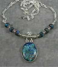 Load image into Gallery viewer, Shattuckite Chrysocolla Malachite Topaz .925 Sterling Silver Pendant Necklace