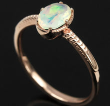 Load image into Gallery viewer, NATURAL AAA RAINBOW OPAL OVAL STERLING 925 SILVER SOLITAIRE RING SIZE 6.75