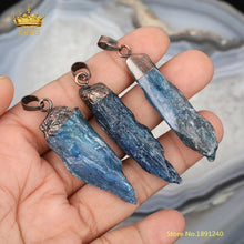 Load image into Gallery viewer, 5pcs Long Blue Kyanite Pendants Trendy Jewelry,Raw Kyanite Stones Point Pendants for Necklace Findings
