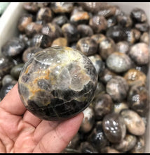 Load image into Gallery viewer, Wholesale High Quality Natural Black Moonstone Palm Stone Tumbled Stones crystal healing Reiki
