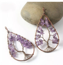 Load image into Gallery viewer, Water Drop Tree Of Life Natural Purple Amethyst Gemstone Woman Necklace Pendants