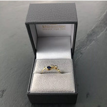 Load image into Gallery viewer, Yet Playful ring made of gold 585 14k adorned with a Sapphire and White Stones