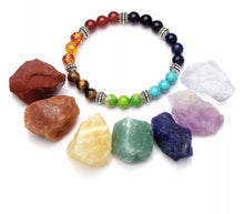 Load image into Gallery viewer, Sunligoo 7 Chakra Healing Crystals Natural Rough Raw Stones+Natural Gem Stone Chakra Bracelet Meditation Set Energy Stone Decor