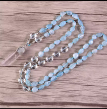 Load image into Gallery viewer, Handmade Gold Or Silver Pendant Aquamarines Stone Necklace Clear Beaded Necklace For Fashion Jewelry