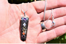 Load image into Gallery viewer, CHARGED 7 Chakra Starburst Flash Nuummite Crystal Perfect Pendant™ + 20" Chain
