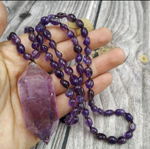 Load image into Gallery viewer, YA4050 Natural Amethysts Point Pendant Amethysts Nuggets Beads Knot Handmade Necklace