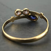 Load image into Gallery viewer, Yet Playful ring made of gold 585 14k adorned with a Sapphire and White Stones