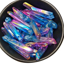 Load image into Gallery viewer, AUGKUN 1PC Electroplate Punching Natural Crystal Energy Column Two-tone Unicuspid Natural Jade Natural Crystal Ornaments Decor