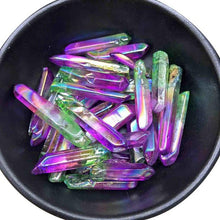 Load image into Gallery viewer, AUGKUN 1PC Electroplate Punching Natural Crystal Energy Column Two-tone Unicuspid Natural Jade Natural Crystal Ornaments Decor