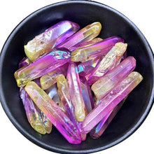 Load image into Gallery viewer, AUGKUN 1PC Electroplate Punching Natural Crystal Energy Column Two-tone Unicuspid Natural Jade Natural Crystal Ornaments Decor