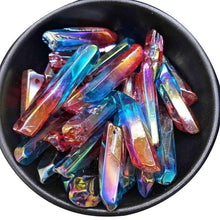 Load image into Gallery viewer, AUGKUN 1PC Electroplate Punching Natural Crystal Energy Column Two-tone Unicuspid Natural Jade Natural Crystal Ornaments Decor