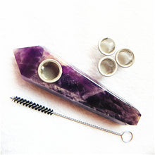Load image into Gallery viewer, Natural Quartz Smoking Pipe  Crystal Point Wand Healing Crystal gemstoneWith Metal Filter wholesale price