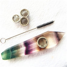 Load image into Gallery viewer, Natural Quartz Smoking Pipe  Crystal Point Wand Healing Crystal gemstoneWith Metal Filter wholesale price