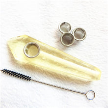 Load image into Gallery viewer, Natural Quartz Smoking Pipe  Crystal Point Wand Healing Crystal gemstoneWith Metal Filter wholesale price