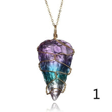 Load image into Gallery viewer, Fashion Geometric Natural Stone Arrow Head Necklace Gradient Crystal Quartz Pendant Energy Healing Reiki Pendant Necklace