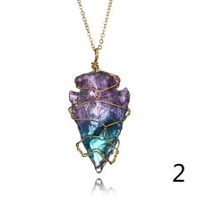 Load image into Gallery viewer, Fashion Geometric Natural Stone Arrow Head Necklace Gradient Crystal Quartz Pendant Energy Healing Reiki Pendant Necklace