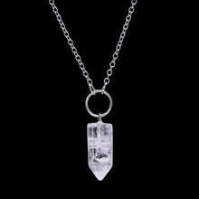 Load image into Gallery viewer, Natural Stone Crystal Pink Quartz Hexagon Pendant Necklaces Women Bullet Shaped Silver Link Chain Necklaces Jewelry Gifts
