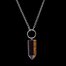 Load image into Gallery viewer, Natural Stone Crystal Pink Quartz Hexagon Pendant Necklaces Women Bullet Shaped Silver Link Chain Necklaces Jewelry Gifts