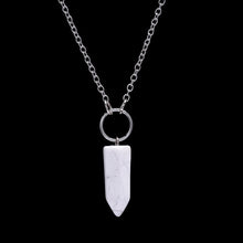 Load image into Gallery viewer, Natural Stone Crystal Pink Quartz Hexagon Pendant Necklaces Women Bullet Shaped Silver Link Chain Necklaces Jewelry Gifts