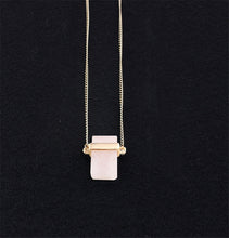 Load image into Gallery viewer, Natural Stone Crystal Pink Quartz Hexagon Pendant Necklaces Women Bullet Shaped Silver Link Chain Necklaces Jewelry Gifts