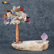 Load image into Gallery viewer, Sunligoo 1x Mini Natural Crystal Money Tree Tumbled Gemstone Bonsai Tree&amp;Raw Agate Quartz Geode Base Feng Shui Crystal Figurines
