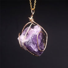 Load image into Gallery viewer, New Classic Handmade Twining Irregular Natural Stone Pendant Purple Crystal Pink Quartz Crystal Necklace For Women