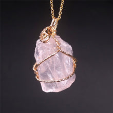 Load image into Gallery viewer, New Classic Handmade Twining Irregular Natural Stone Pendant Purple Crystal Pink Quartz Crystal Necklace For Women