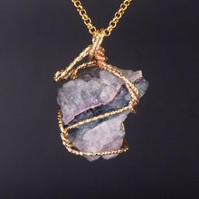 Load image into Gallery viewer, New Classic Handmade Twining Irregular Natural Stone Pendant Purple Crystal Pink Quartz Crystal Necklace For Women