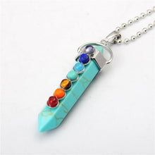 Load image into Gallery viewer, Real Natural Quartz Pendant Pendulum Bullet Birthstone Jewelry Turquoises Pendant for Necklace Mixed Bead 7 chakra Stone Pendant