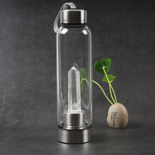 Load image into Gallery viewer, New Product All Kinds Of Natural Quartz Gemstone Crystal Glass Elixir Water Bottle Point With Crystal Wand Healing Bamboo bottle