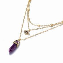 Load image into Gallery viewer, Hot sale Hexagonal Column Quartz Necklaces Pendants Fashion Natural Stone Bullet Pink Crystal Pendant Necklace For Women Jewelry